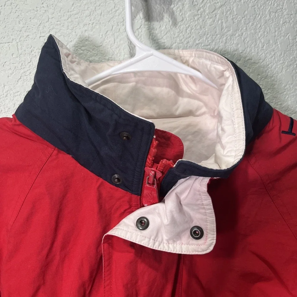 Nautica Sailing Jacket Men Large Red Challenge Vintage 90s Bomber Embroidered